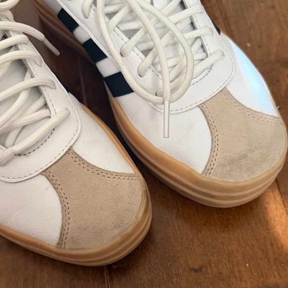 Adidas White and Black Sneakers with Tan Sole - Picture 2 of 10